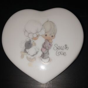 Precious Moments Heart-Shaped Trinket Box with Cute Illustration